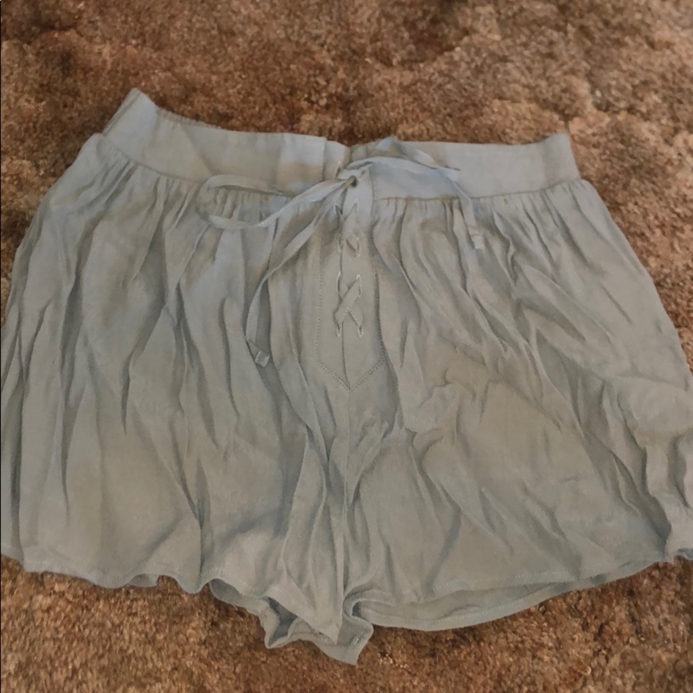 Army green flowy shorts